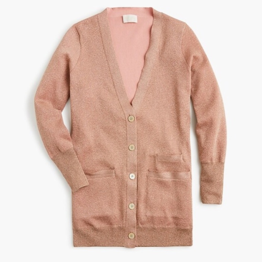 J.Crew Collection pretty rose double knit lurex cardigan - Picture 3 of 16